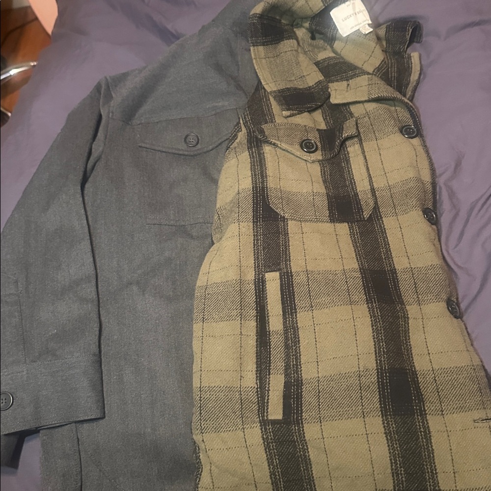 Utility Overshirt Jacket and green checkered jacket